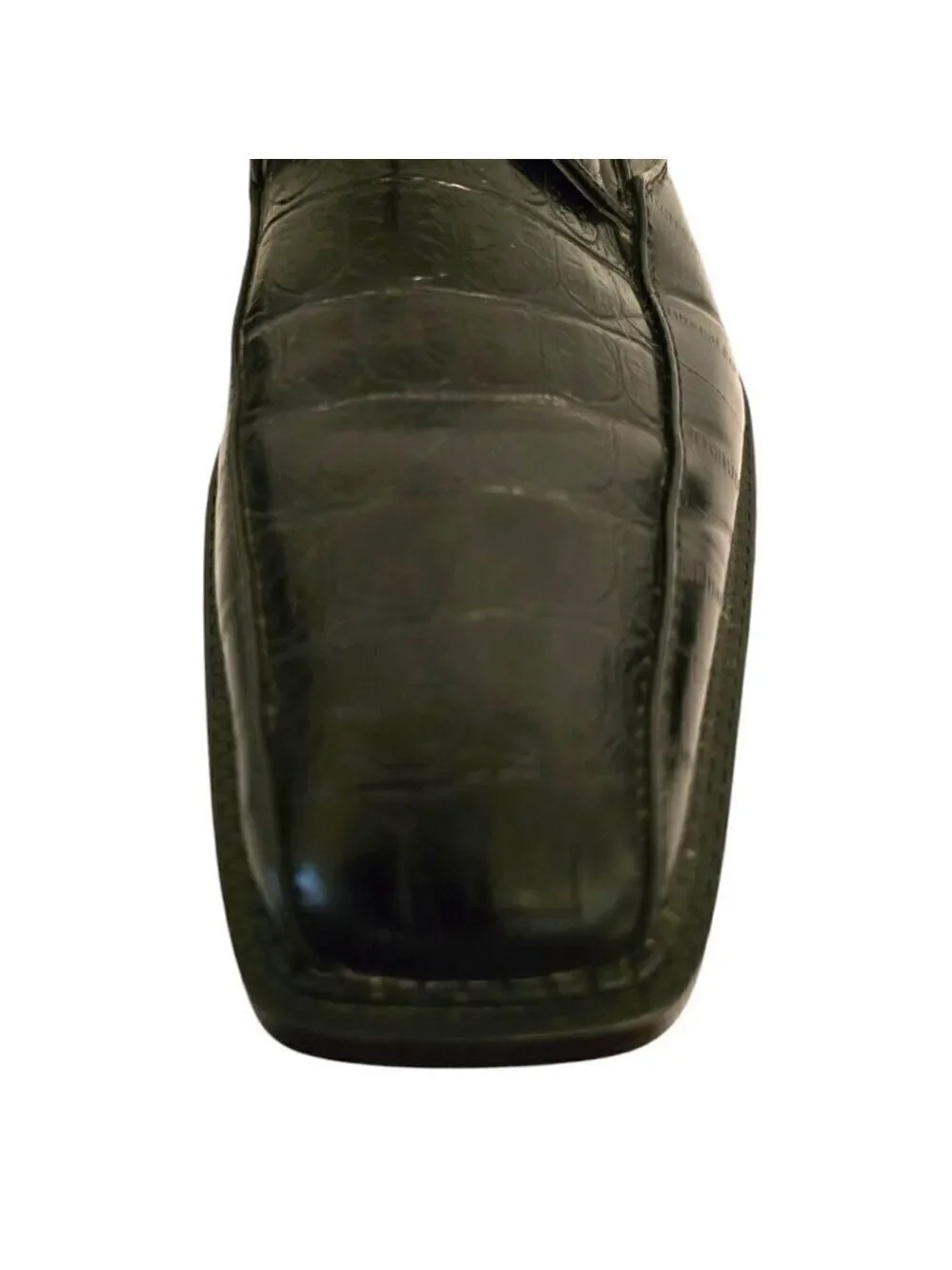 David Stone Vintage Black Croc Embossed Square Toe Lace Up Dress Shoe Sz 8.5D